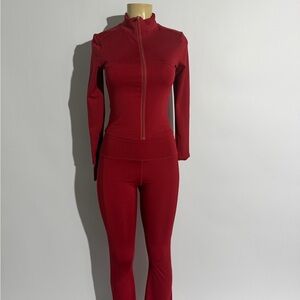 Red Women's Zip-Front Active Jumpsuit